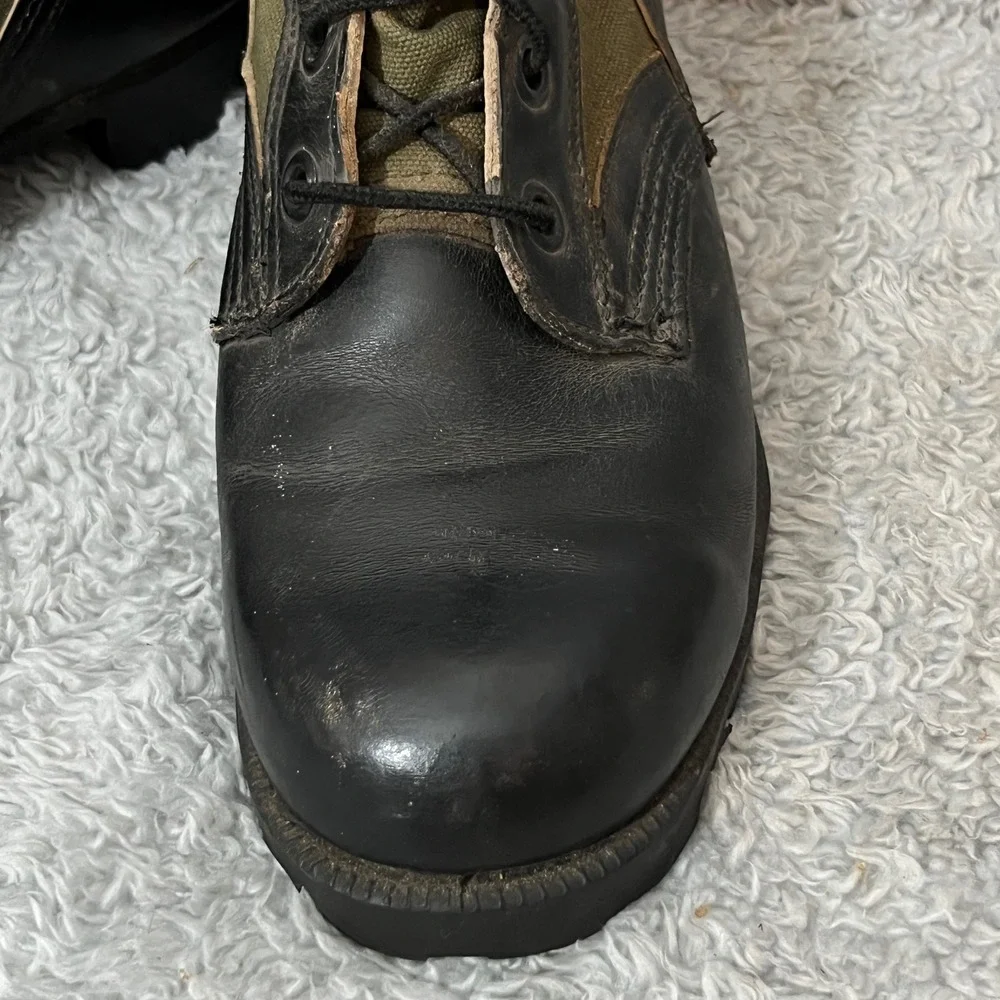 Ro-Search VTG Jungle Boot Mens‎ 6.5W Black Olive Green Leather Combat Military